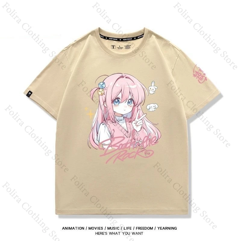 Anime BOCCHI THE ROCK! Series Print T-shirt Cotton Summer Clothes Short Sleeve Tee Women Men's Clothes Man T Shirt