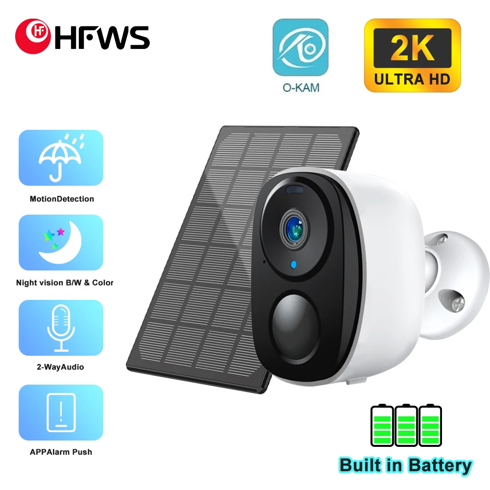 

Wifi Outdoor Wireless Battery Camera Connectable Solar Powered IP66 Waterproof IP CCTV Indoor AI Mobile Alarm Color Night Vision