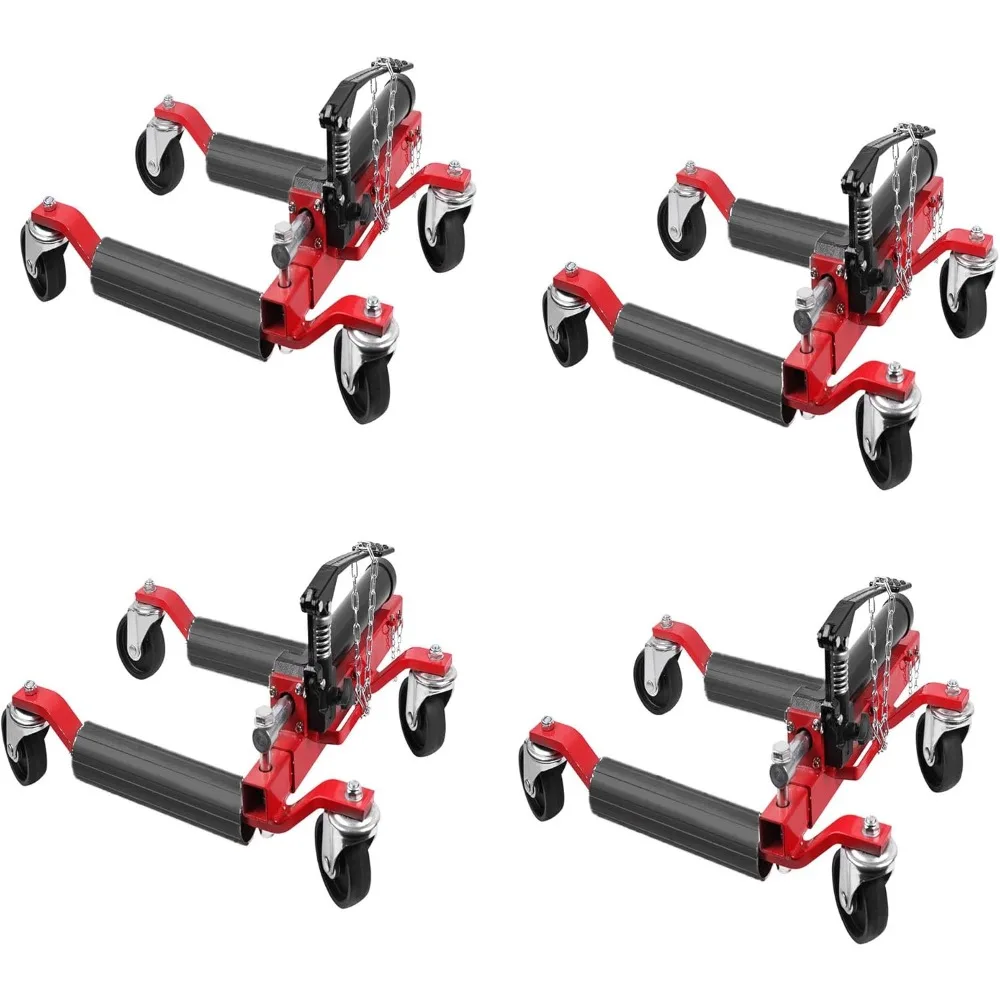 

4PCS Car Wheel Dolly with Hydraulic Tire Jack, 1500LBS Capacity Trailer Dolly for Vehicle Positioning for Truck Rv Trailer, Red