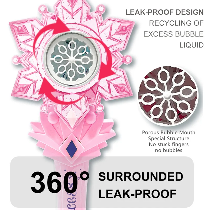 Zabawka dmuchająca bąbelki w kształcie wiatraka w kształcie płatka śniegu - automatyczny wyjściu piany Idealny prezent dla dzieci (woda do bąbelków nie jest w zestawie)