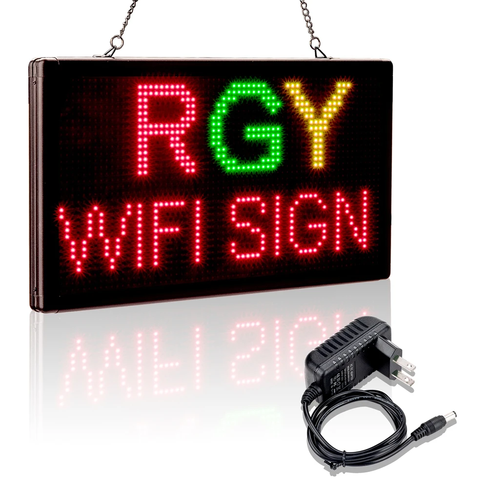 RGY Scrolling Message Board WIFI Programmable Led Sign Open Led Sign Indoor for Advertising Promotion Bar Store Cafe Display