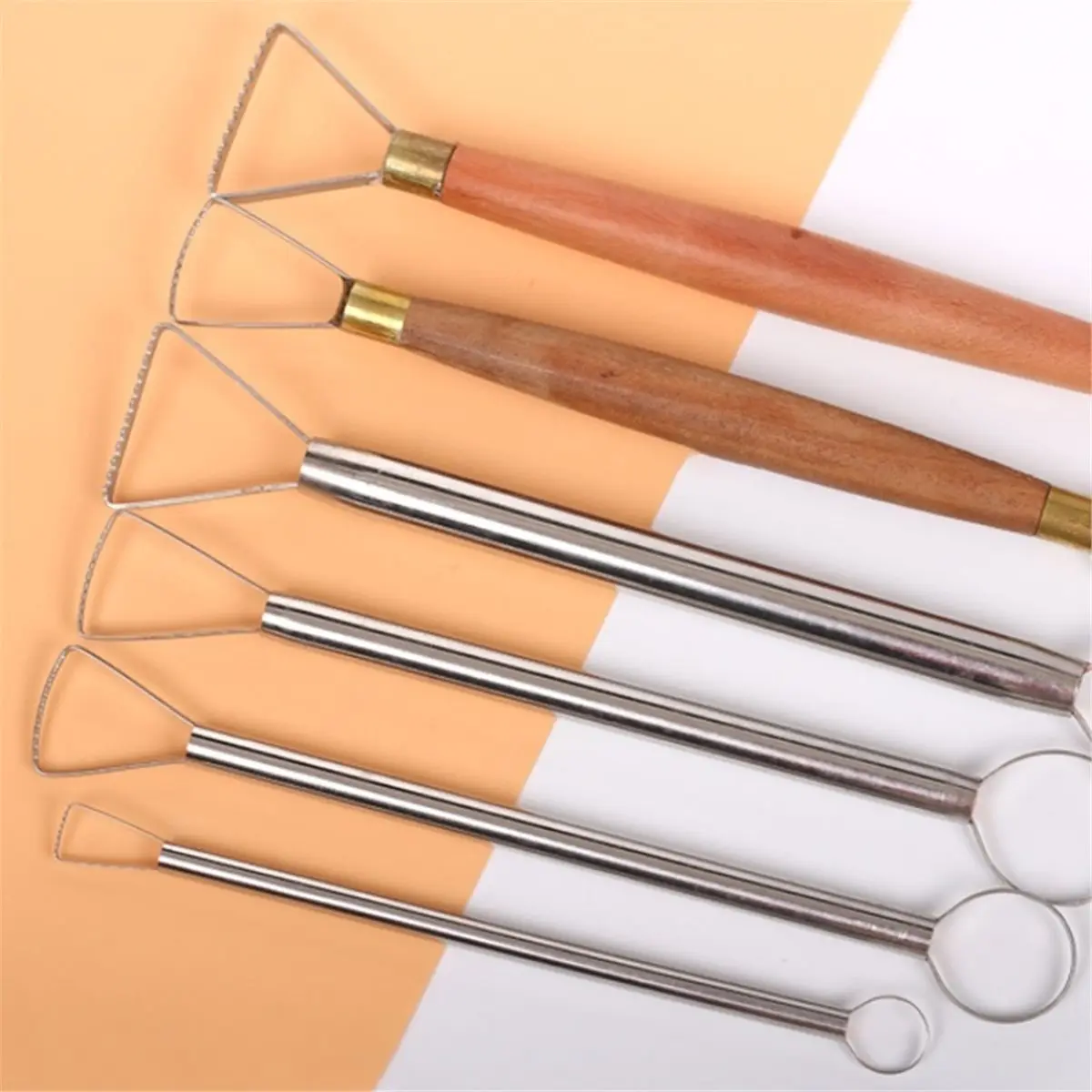 Multi-use Gear 6pcs Stainless Steel Clay Sculpture Scraper Ceramic Finishing Blank Tool DIY Pottery Fine Carving Oil Clay Model