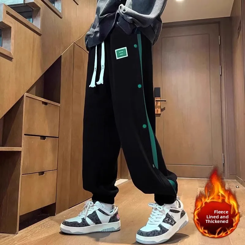 

Thiened Fce Boys Autumn Winter Pants Casual Trousers for Junior High School Students Teenagers Big Kids Sports Sweatpants