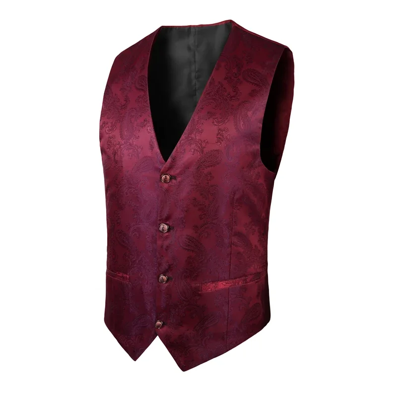 2025 ใหม่ High-end V คอ Jacquard สีดําสําหรับชาย,สีขาวเสื้อกั๊กแขนกุด,เงินบิลเลียดชุด, ชาย Magician เสื้อ