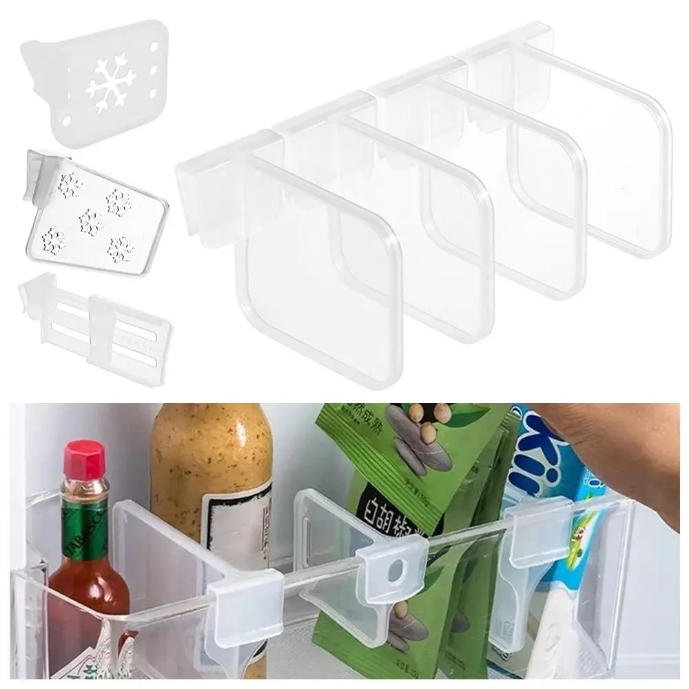 1Pcs/1Set Bottle Can Organizer Refrigerator Partition Board Fridge Side Door Kitchen Accessories Divider Clip Separating Plastic