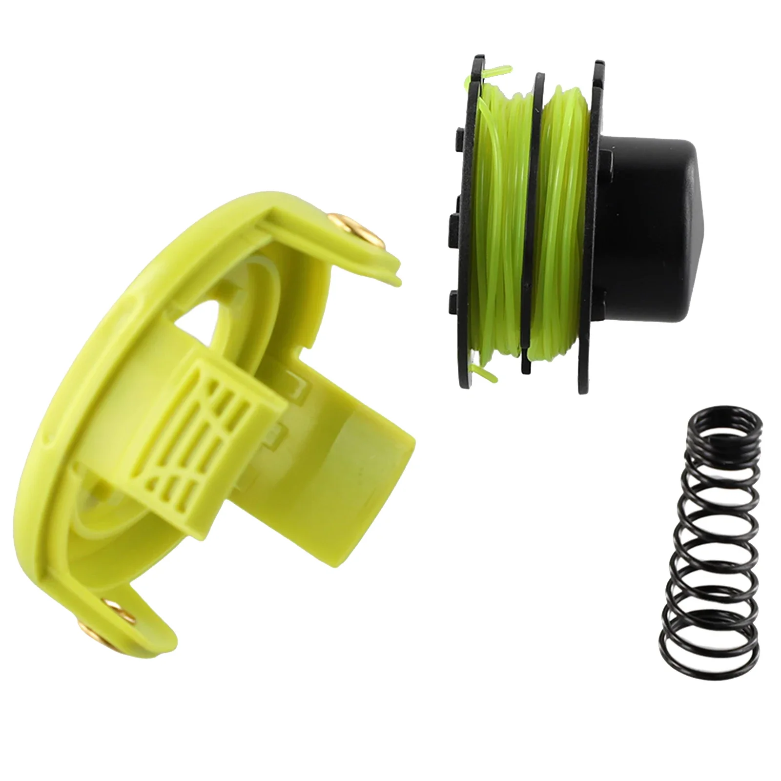 High Quality Complete Spool Trimmer 1.2mm Black+Yellow Cover Plastic+Metal + Nylon RLT3525S Spring Replacement