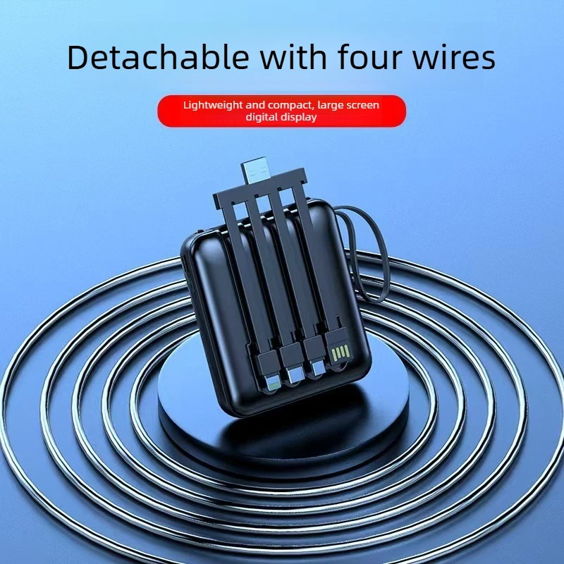 

Портативное зарядное устройство (Power Bank) 5V 2A 10000mAh с зеркальным экраном, LED-дисплеем и встроенным кабелем