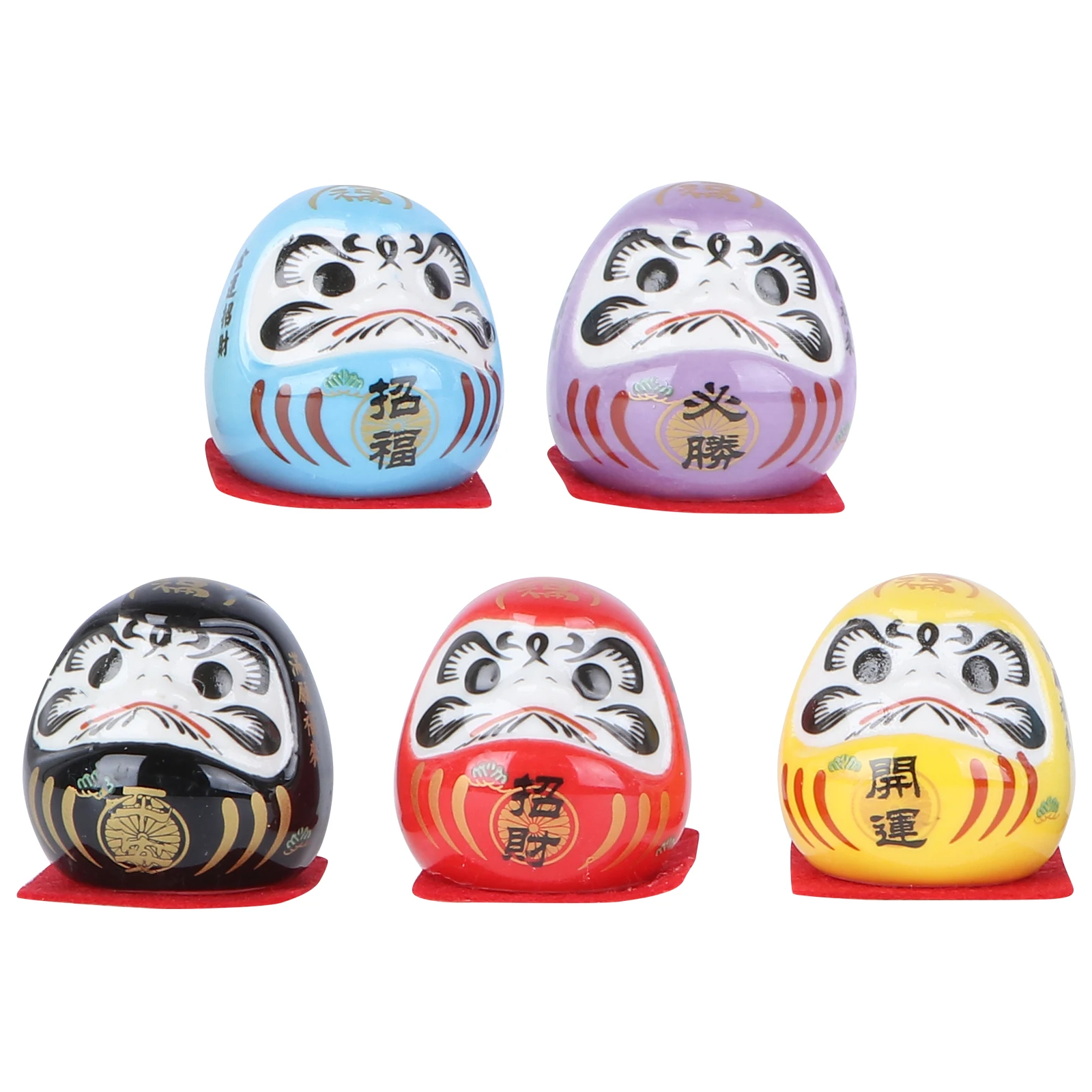 

5Pcs Dharma Eggs Red Decor Style Dharma Adorn Traditional Daruma Figurines Ceramics Craft Statues Decor Gift Dolls Household car