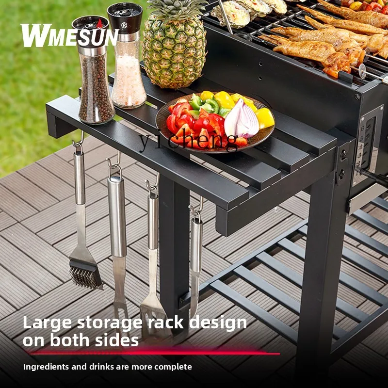 TQH Parrilla de carbón para el hogar Villa Patio Parrilla Parrilla móvil Barbacoa americana ahumada