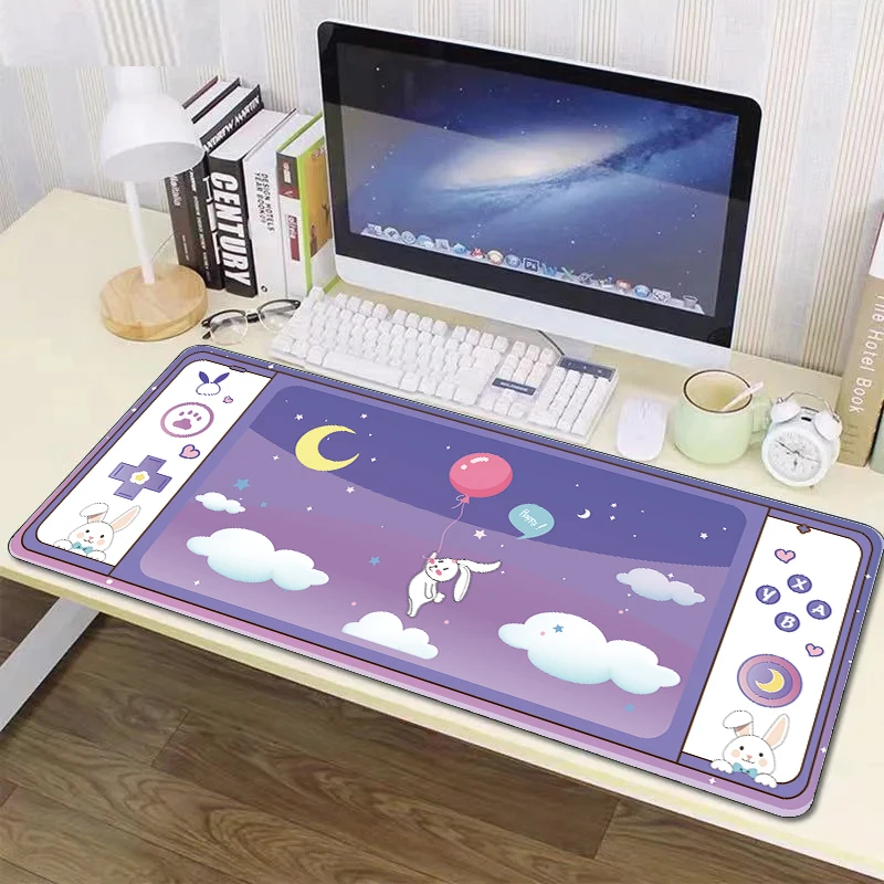 XxL Kawaii Mouse Pad Cute Rabbit Girl Keyboard Mat Large Size Office Computers Desk Mats Rubber Anti-slip Carpet Extended Pads