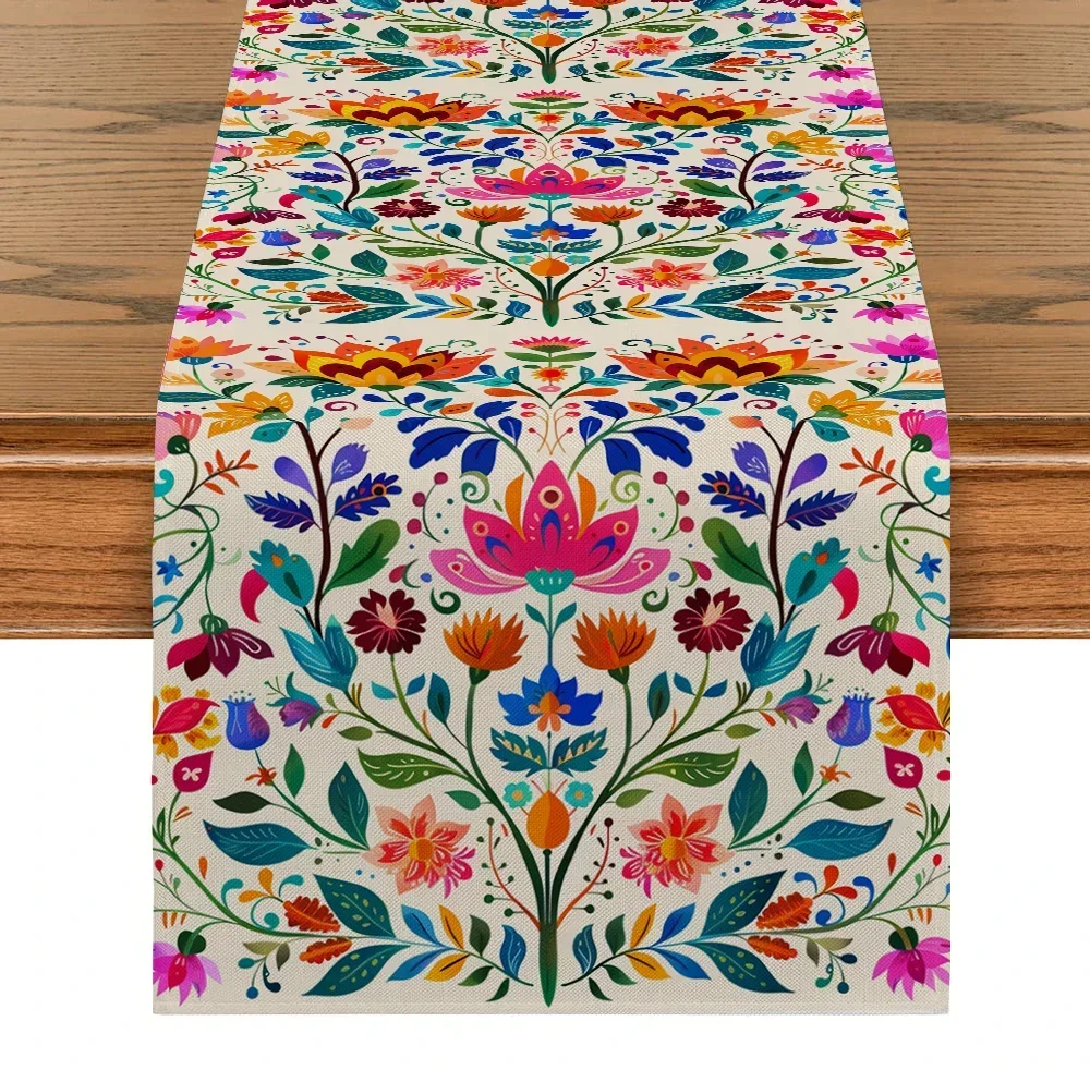 Mexican Table Runners May 5 Day of The Dead Holiday Tablecloths Plants Flowers Table Runners Kitchen Dining Room Dressers