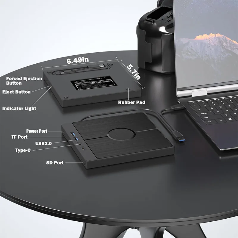 7-in-1 USB 3.0 Type C External CD DVD RW Optical Drive DVD Player Burner Reader Multi-Function Drive For Windows Mac PC Laptop