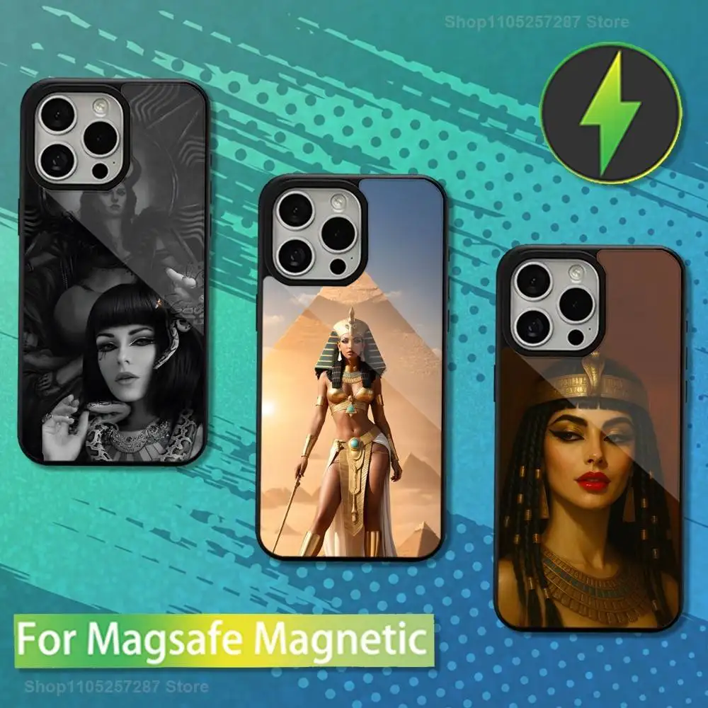 

Древняя красота Клеопатри для iPhone 12,14,11,15,13,16,17, для Magsafe, Plus, Mini, Pro, Max, магнитный чехол для беспроводной зарядки