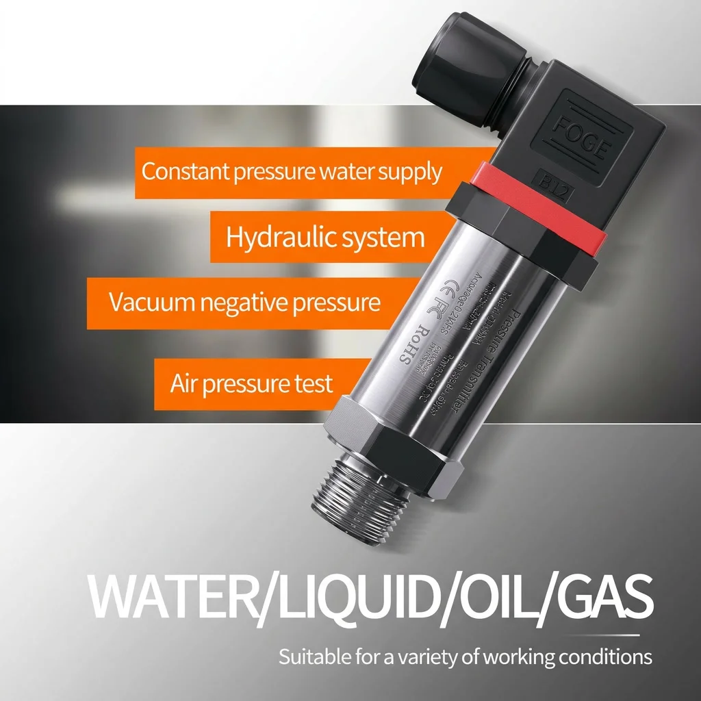 G1/4 Pressure Sensor Transmitter -100Kpa-100Kpa 0-0.5bar 100bar 200bar 500bar to 4-20mA 0-10V Pressure Transducer 0-3.3V RS485