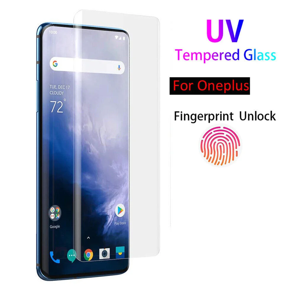 UV Full Glue Tempered Glass Screen Protector For OnePlus 12R 7T Pro Ace 2 Pro 7 Pro 8 Pro 10 Pro Ace 2 11R Ace 3 12 9 Pro 11