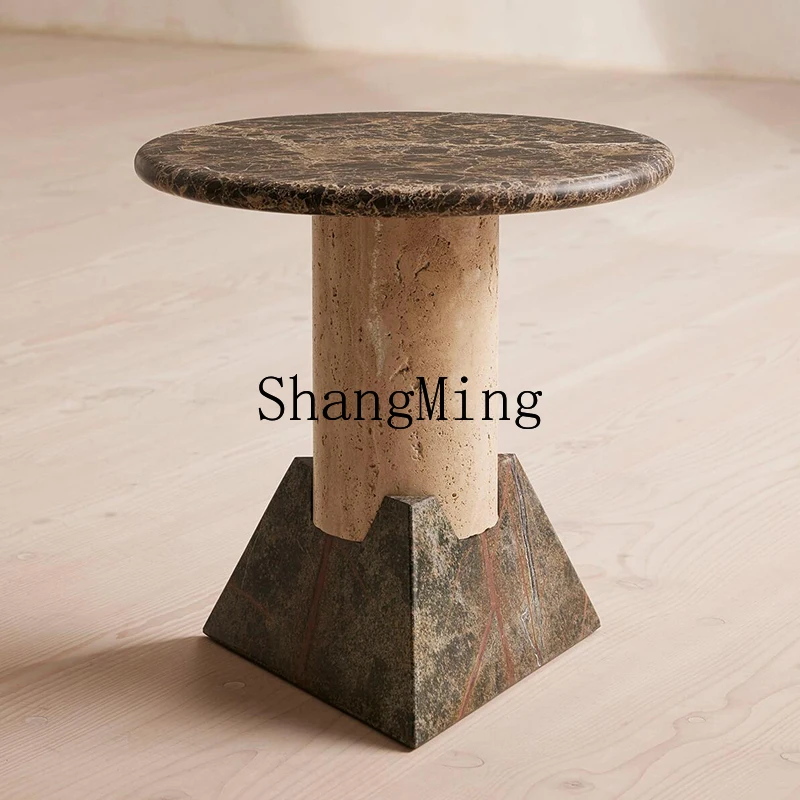 

FG light luxury high-end natural marble edge table small coffee table living room sofa art side table