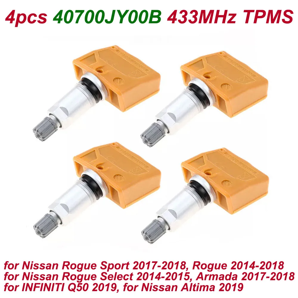 

4Pcs Tire Pressure Sensor 40700JY00B 40700-JY00B For Nissan Rogue Sport Armada 2017-2018 INFINITI Q50 2019 433MHz TPMS Sensor