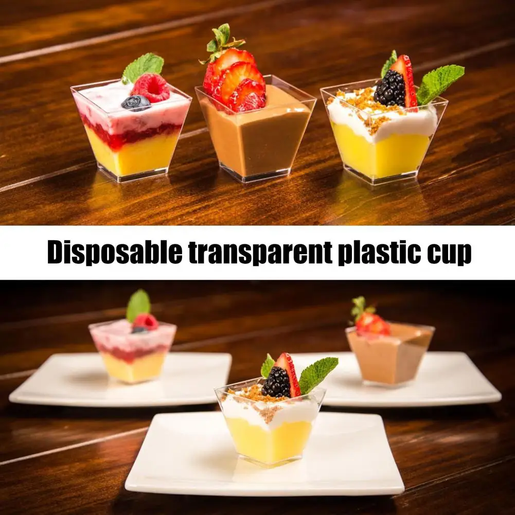Mousse Cups Disposable Plastic Dessert Cups 10pcs Disposable Plastic Mousse Cups Mini Pudding Dessert Containers for Weddings