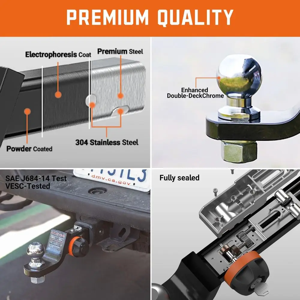 حامل كرة مقطورة Endo-Hitch، يقلل من Sway المضاد للخشخشة، وصلة قطرة 2 بوصة مع كرة 2-5/16 بوصة لجهاز استقبال 2 بوصة، وصلة سحب مع قفل لـ #5