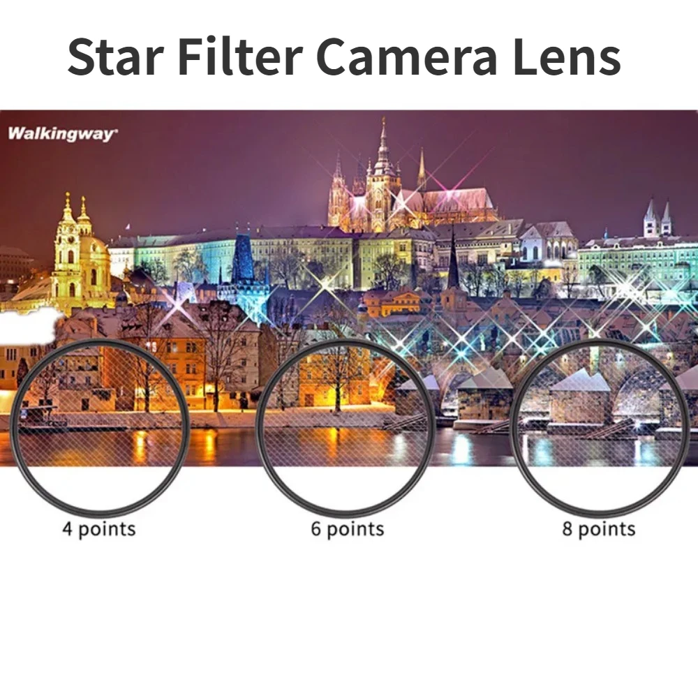 

Walkingway Star Filter Camera Lens 52mm 62mm 67mm 72mm 77mm 82mm Star Filter for Sony/canon/nikon Star Filter Set with Bag