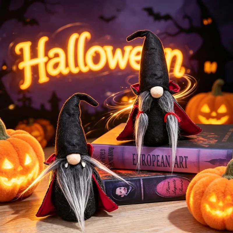 1Pcs Halloween Holiday Decoration Ornament Black Cape Old Man Ornament Creative Holiday Vampire Ornament