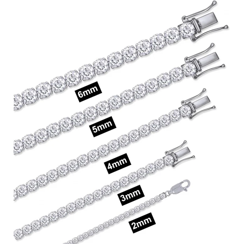 

Round Cut Created Moissanite Or Lab Grown Diamond Tennis Bracelet Jewelry For Men Women In 14K White Gold Plated 925 Sterlin