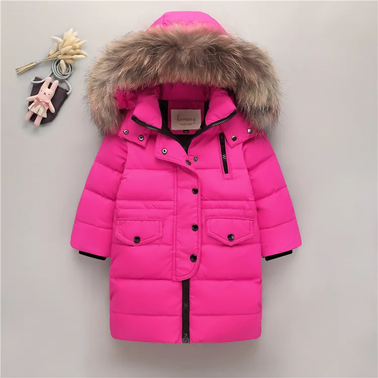 OLEKID 2024 Winter Children Down Jacket For Boys Warm Real Raccoon Fur Hooded Long Boys Outerwear Coat 2-12 Years Kids Jacket