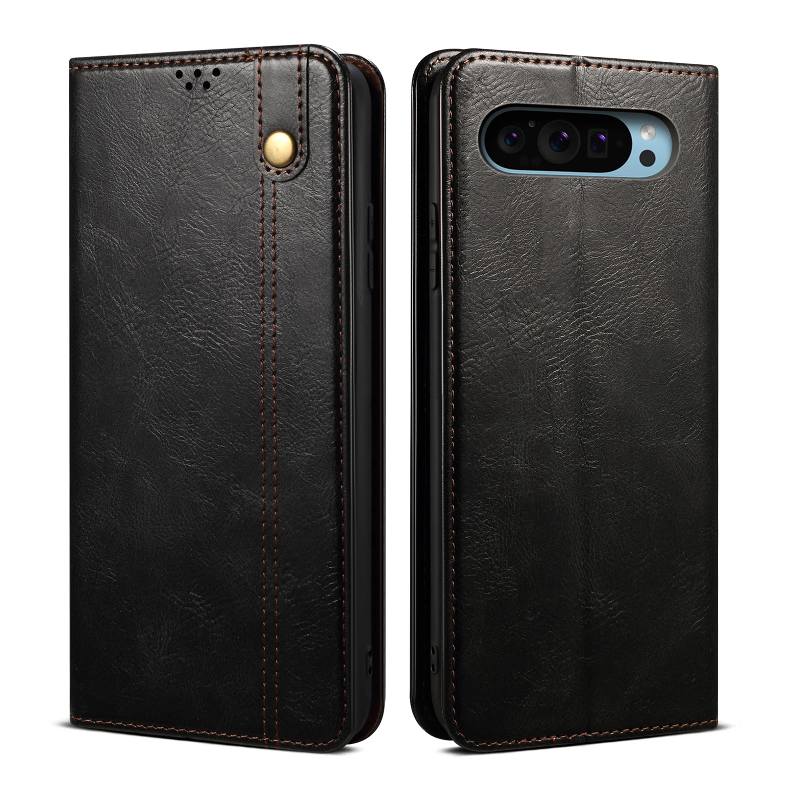 

Card Slot Wallet Cover For Google Pixel 9 Pro XL Flip Leather Oil Wax Crazy Horse Pattern Magnetic Shockproof Leisure Phone Case