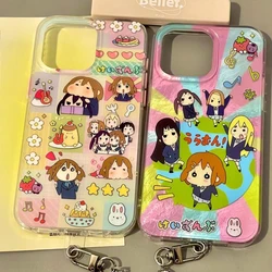 Anime K-ON Girls Cute Phone Case for iPhone 16 15 14 Plus 13 12 11 Pro Max X Xs XR 8 7 Feather Texture Hard Cover
