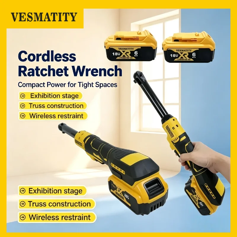 Vesmatity Atomic Compact Brushless Ratchet Wrench 1/2 Inch Variable Speed Cordless Tool for Dewalt 18V Battery Pro Max Unit