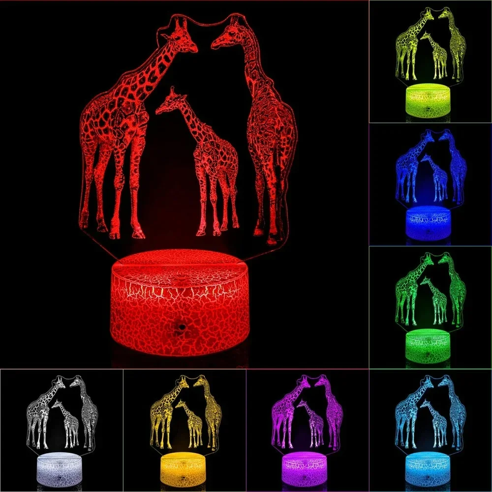 Nighdn Acrylic Giraffe Night Light 7 Colors Changing 3D Giraffe Lamp Room Decor Bedside Lamp for Bedroom Gifts for Boys Girls