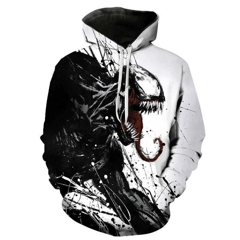 Miniso Hoodies Venom Cartoon Anime 3D Print Streetwear Men Women Fashion Oversized Sweatshirts Kids Pullovers Tracksuits