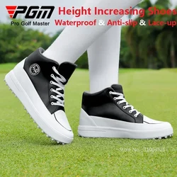 PGM Women Height Increasing Golf Shoes Lady Waterproof Anti-skid Spike Sneakers Women Lace-up High Top Shoes Wedge Golf Trainers