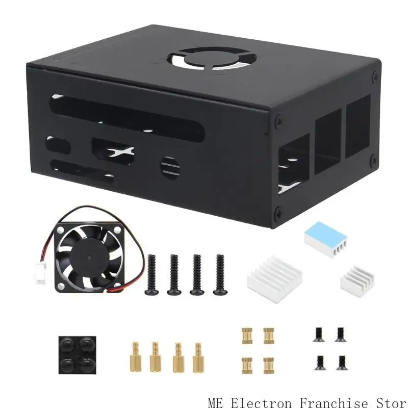 

Металлическая коробка для корпуса T5EA для OrangePi 3B (N510) с охлаждающим вентилятором алюминия
