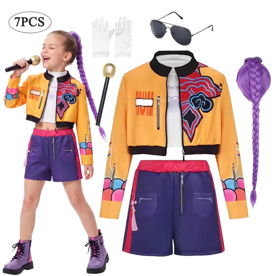 Girl Halloween Cosplay Pop Singer Fashion Clothes Stage Performance Dress Up 3 PCS Jacket Vest Shorts Uniform Show Party Costume