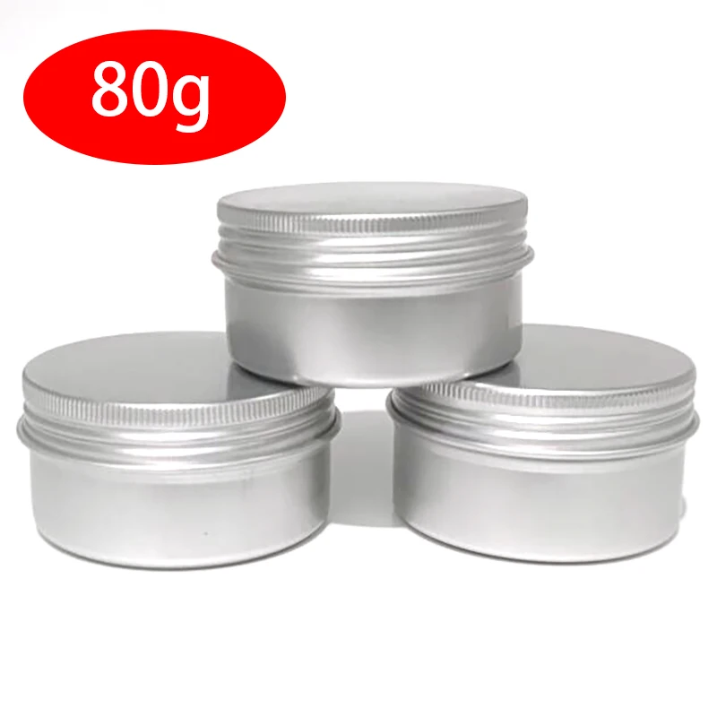 49Pcs Round Aluminum Box Tin Cans 60ml 80ml Screw Top Lid Storage Beard Lip Balm Oil Craem Empty Can