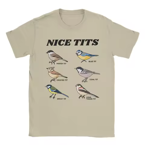 Funny Bird Watching Nice Tits T Shirt Men's Cotton Clothes Leisure Round Neck Short Sleeve