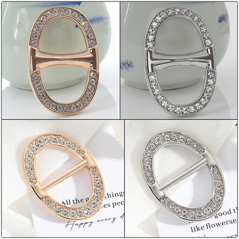 كريستال البيضاوي وشاح مشبك بروش الحلي انزلاق ضبط منديل الملابس تي شيرت حلقة كليب للنساء اكسسوارات للتزيين