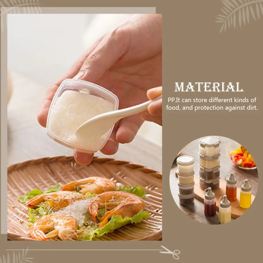 

4pcs Household Sauce Box Set Plastic Condiment Container For Food Storage Spice Sugar Flour Dry Fruits Fresh Preservation