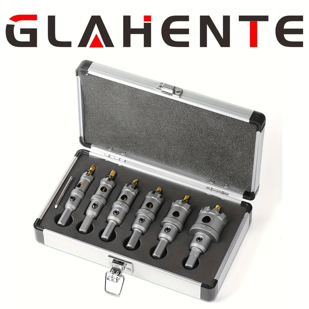 

‌"6Pc TCT Carbide Hole Opener Set for Thick Metal, Iron & Aluminum Alloy, Heavy-Duty Drill Bit Kit"‌