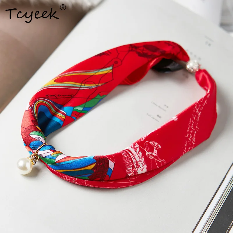 

Tcyeek Small Scarf Necklace, Women's Popular Silk Scarf Luxury and Versatile, Neck Protection Necklace A43913QM