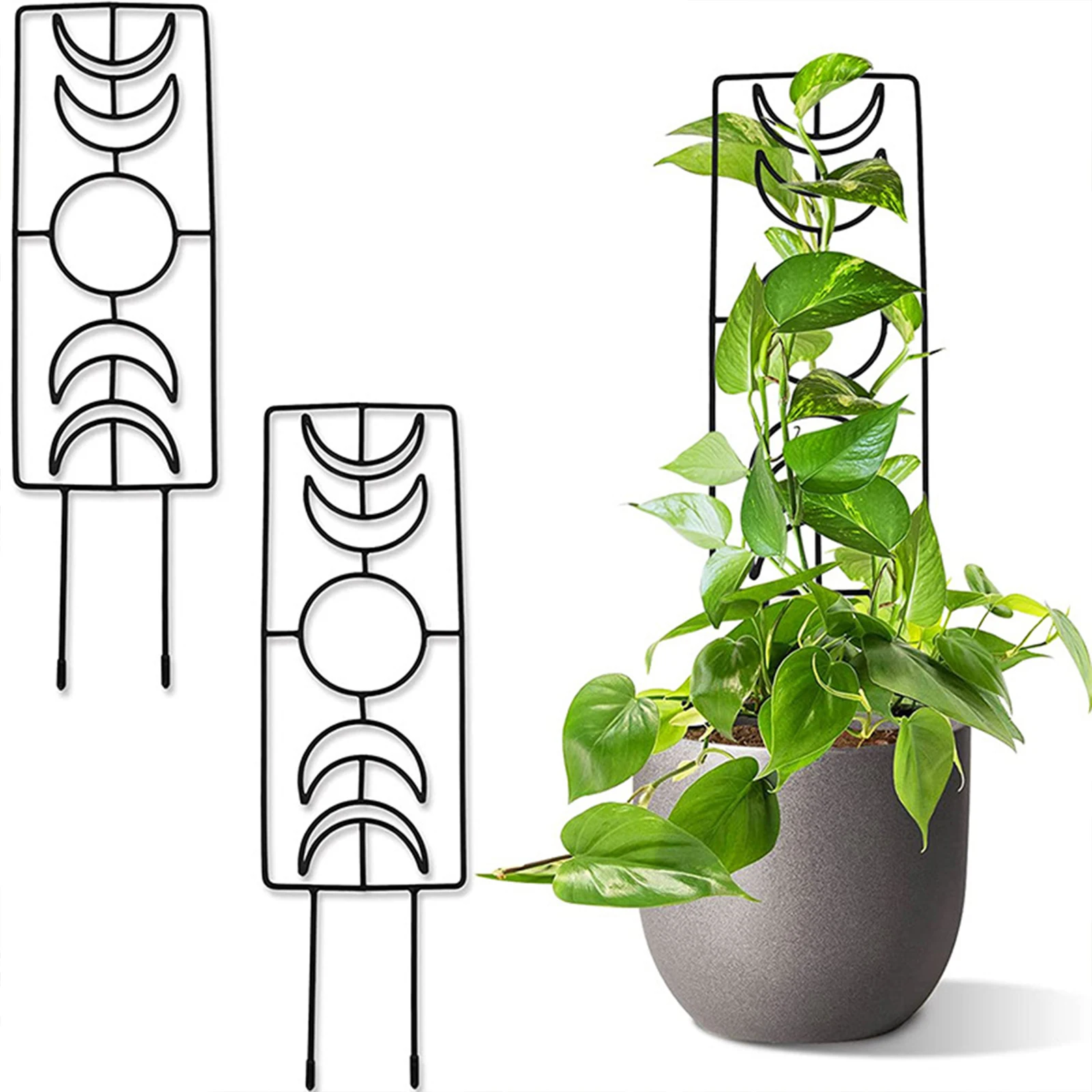 

Plant Trellis for Climbing Plants Indoor Pot Small Wooden Trellis for Potted Plants with Moisture Moon and Geometric