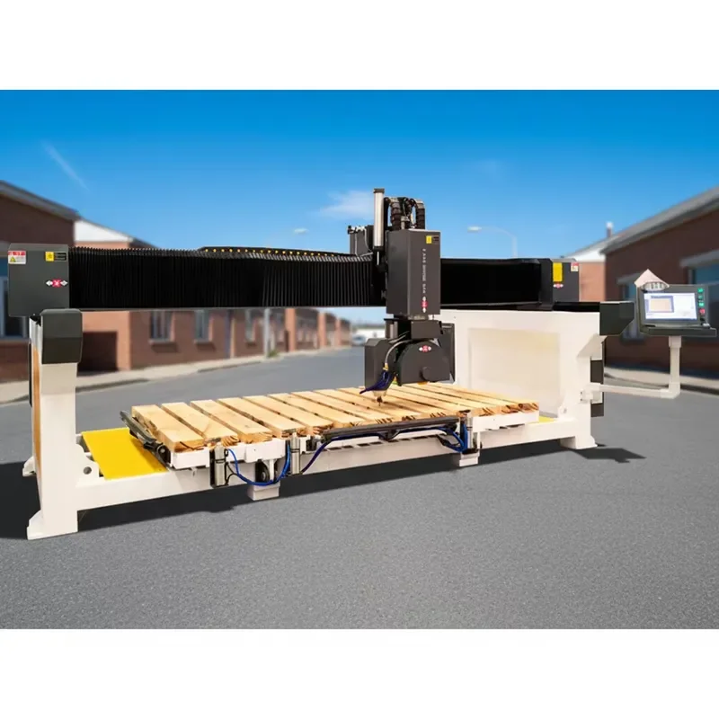 2026 High Speed 5 Axis CNC Bridge Saw Granite Marble Tile Cutter Stone Cutting and Sink Cutting Milling Engraving Bridge Saw