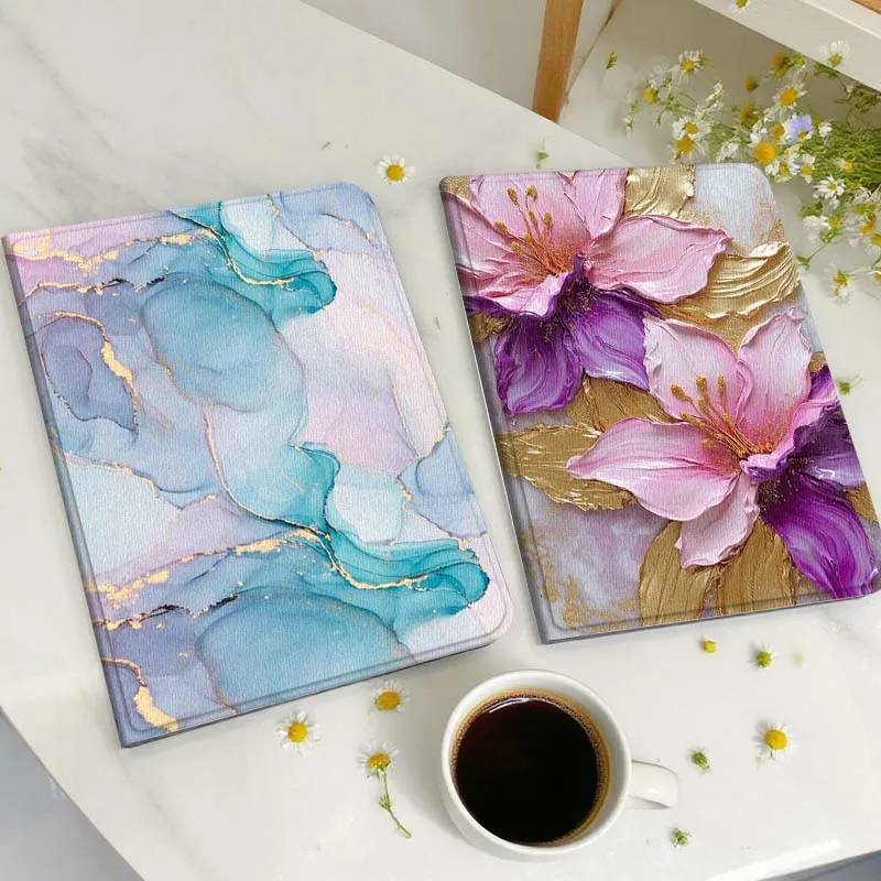 

Blue Purple Gold Marble Tablet Case For Huawei Honor MatePad MediaPad Air 5 6 7 11 V6 V7 V8 V9 X9 X8 T10 T10s C5e T5 Gift