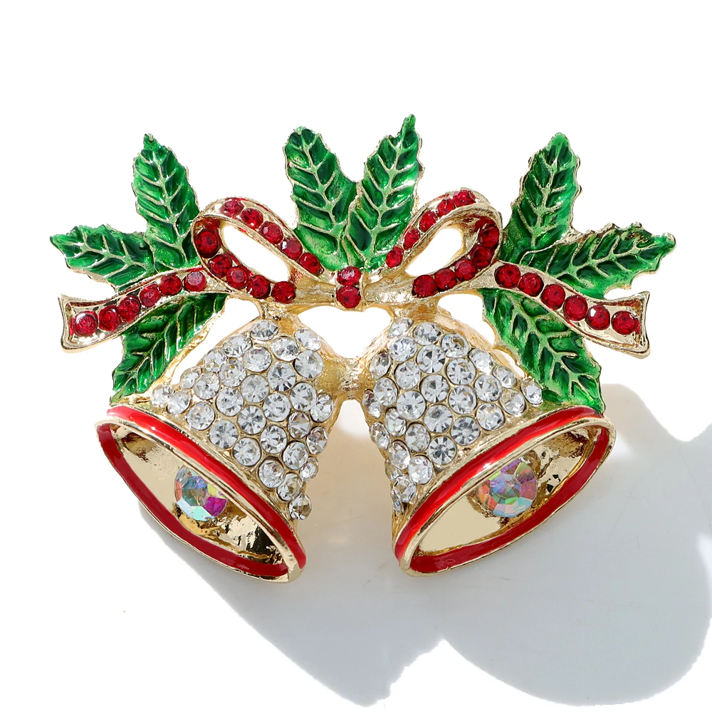 CINDY XIANG Rhinestone Christmas Bell Brooch Large Fashion Festivel Pin 2 Colors Available Factory Sale Home Ornament