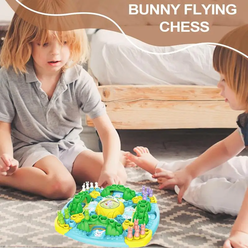 Flying Chess Game Chinese Chess Board With Bunny Design Family Party Board Game Parent-Child Game Kids Flying Chess For Engaging