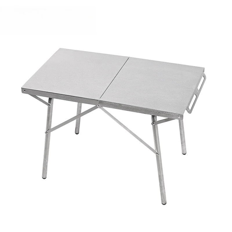 Camping folding table, portable stainless steel picnic table, barbecue high temperature camping table