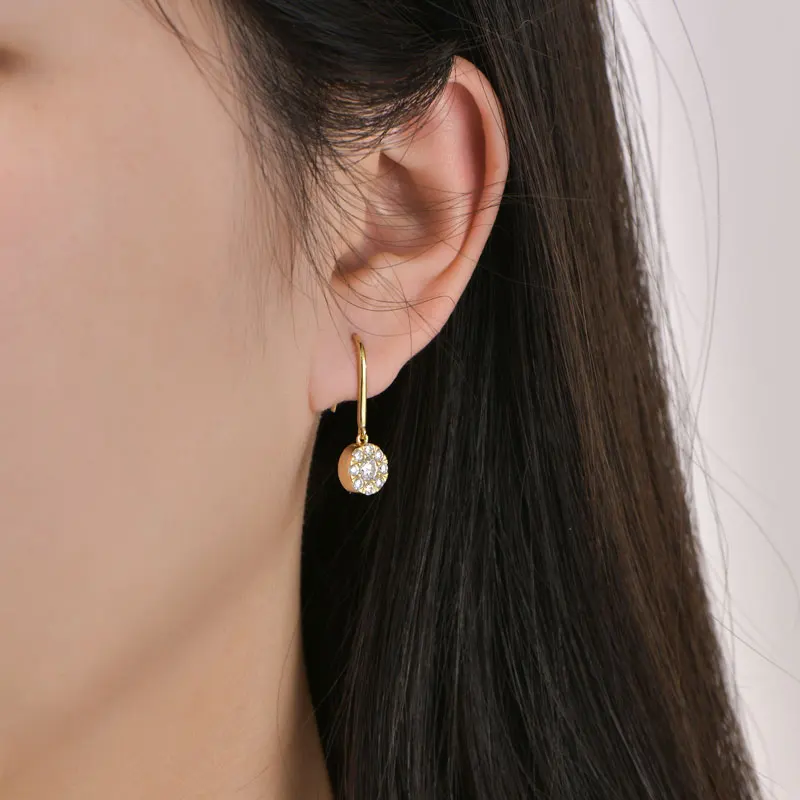 

AINUOSHI Lady's D 0.54CT 4mm&2mm Round Moissanite Hook Earrings S925 Sterling Silver Hook Drop Earrings for Women Jewerlry Gift