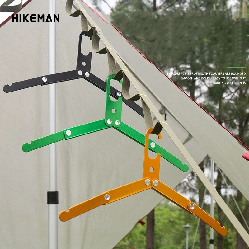 Outdoor Folding Aluminum Alloy Hanger Three-Fold Portable Drying Rack Camping Travel Ultra-Light Telescopic Clothes Hanging