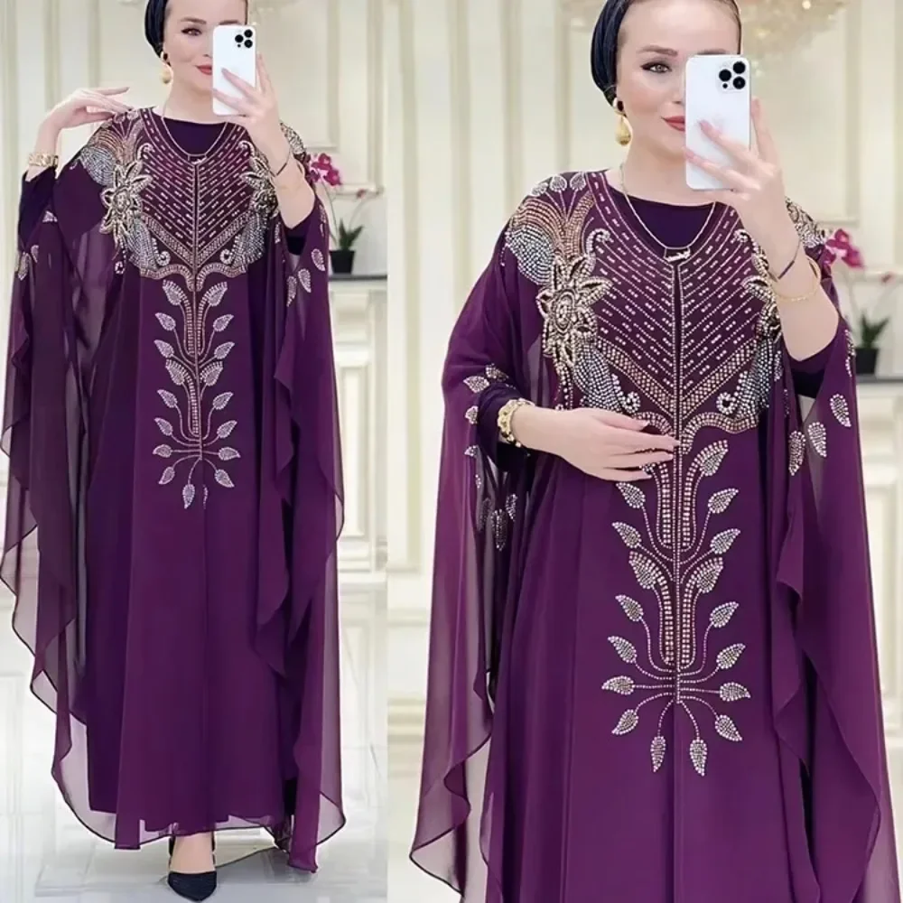 

Abayas for Women Dubai Luxury 2024 Chiffon Boubou Muslim Fashion Dress Caftan Marocain Wedding Party Occasions Djellaba Femme